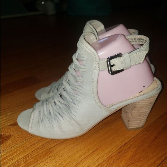 Sam Edelman Holly tan leather block Peeptoe Heels - Picture 3 of 8